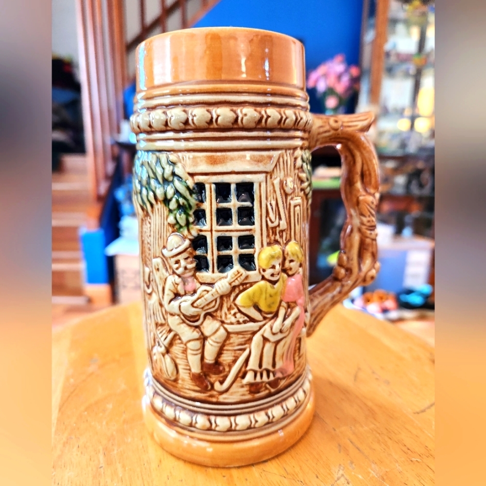 Vintage Japanese Ceramic Beer Stein Japan Pub Mug Handmade Art German Old - Picture 1 of 5